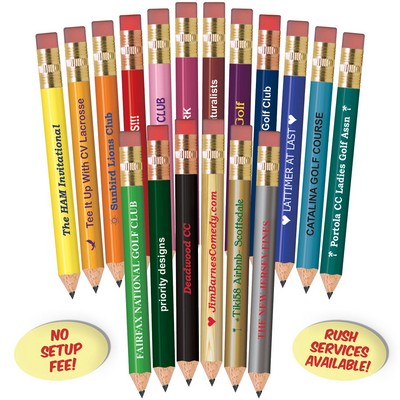 Matte Black Round Golf Pencils with Erasers